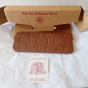 Longaberger Pottery Bread Basket Brick Warming Stone #30074 4” X 11” USA New